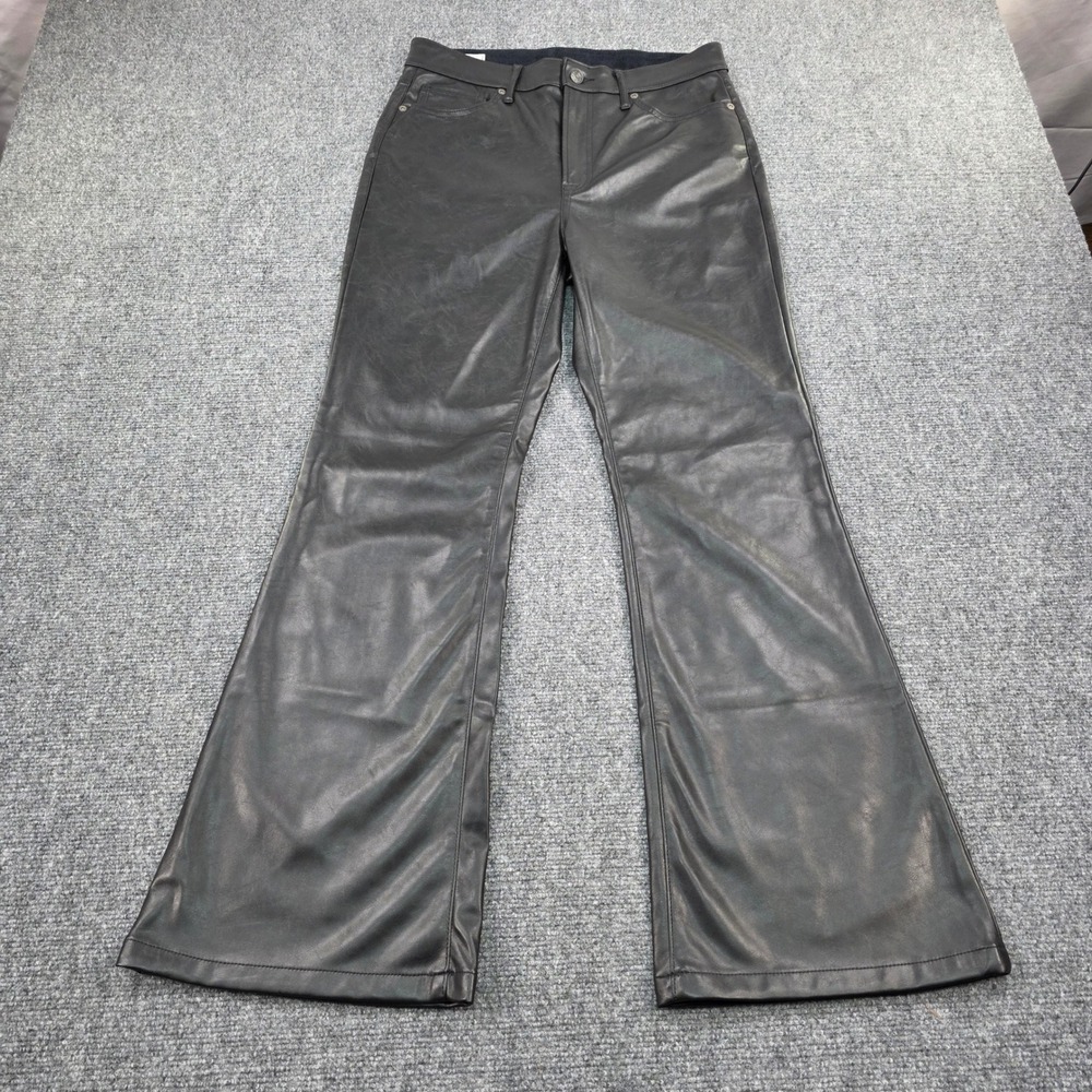 GAP '70s Flare High Rise Faux Leather Pants Black Women's Size 30 / 10 Short‎